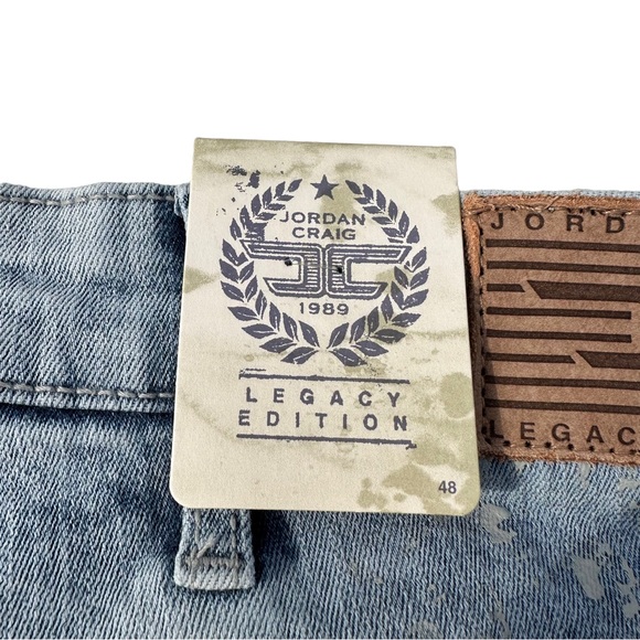 Jordan Craig Legacy Edition Men Light Wash Jean Shorts Sz 48x12 Ripped Bling NWT - Picture 11 of 13